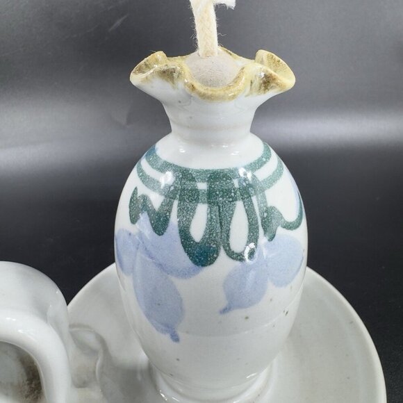 Dick Lehman Studio Art Pottery Oil Lamp Goshen Indiana New Unused Lamp VTG - Picture 5 of 15